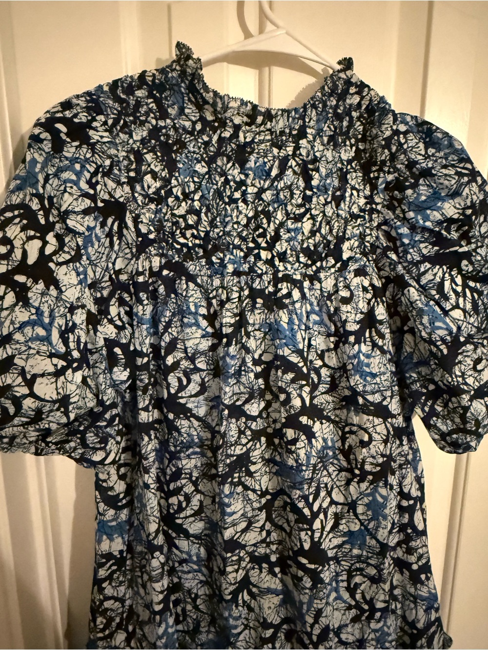 NWOT Anthropologie Love the Label Floral Smocked Short Dress in Blue - Picture 6 of 10
